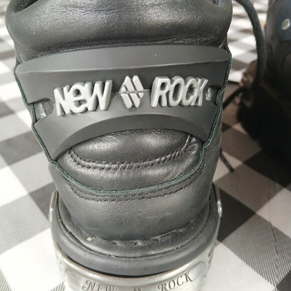 New Rock Black Leather Spiked Ankle Boots-110-S Euro size 40 US / 9.5 Womens US - Picture 5 of 14